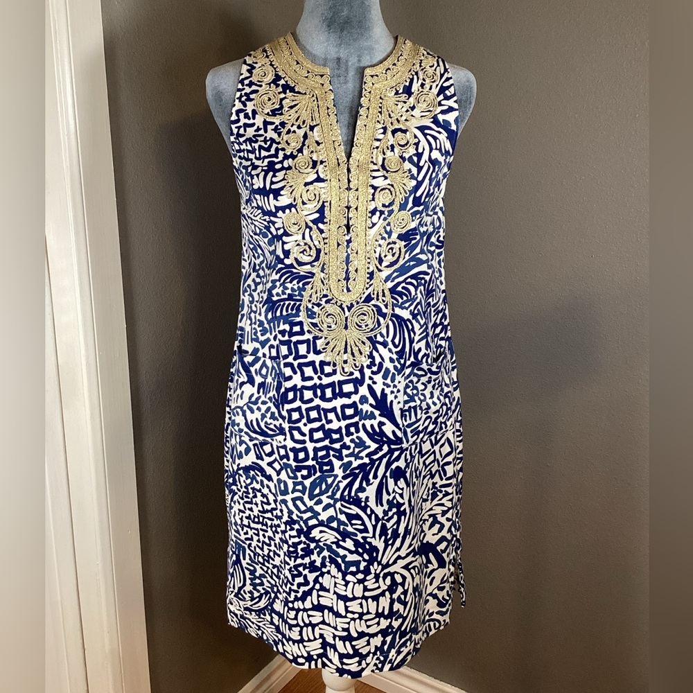 Lilly Pulitzer Carlotta Stretch Shift Indigo Home Slice Size 2 - Picture 4 of 15
